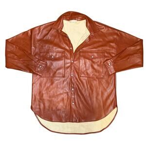 Altar'd State Womens Size S Shacket Casual Fleece Lined Brown Tan